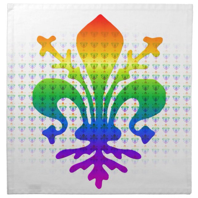 Rainbow Fleur-de-lis Napkin (Front)