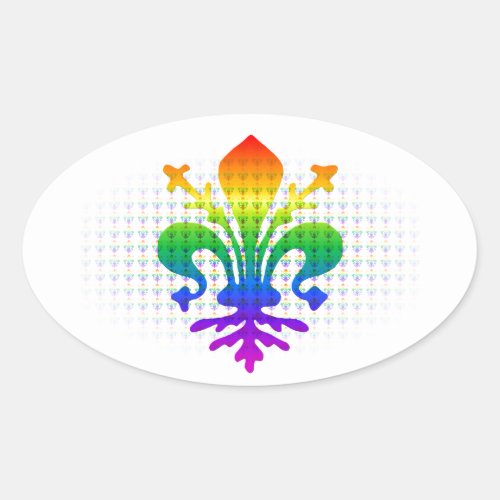 Rainbow Fleur_de_lis Oval Sticker