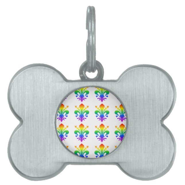Rainbow Fleur-de-lis Pet Tag (Front)