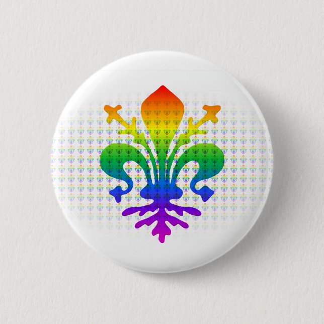 Rainbow Fleur-de-lis Pinback Button (Front)