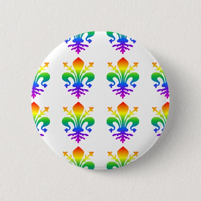 Rainbow Fleur-de-lis Pinback Button (Front)