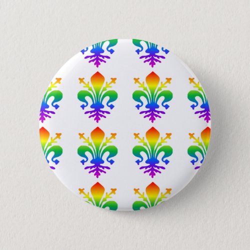 Rainbow Fleur_de_lis Pinback Button