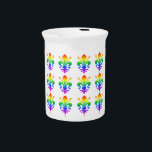 Rainbow Fleur-de-lis Pitcher<br><div class="desc">Custom rainbow fleur-de-lis motif. Original design.</div>