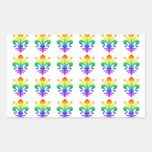 Rainbow Fleur_de_lis Rectangular Sticker