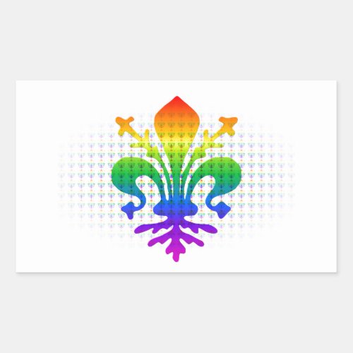 Rainbow Fleur_de_lis Rectangular Sticker