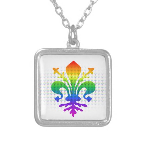 Rainbow Fleur_de_lis Silver Plated Necklace