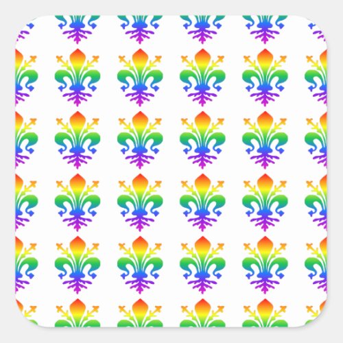 Rainbow Fleur_de_lis Square Sticker