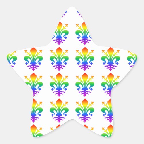 Rainbow Fleur_de_lis Star Sticker