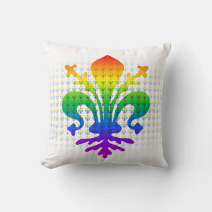 Rainbow Fleur-de-lis Throw Pillow