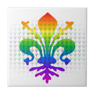 Rainbow Fleur-de-lis Tile