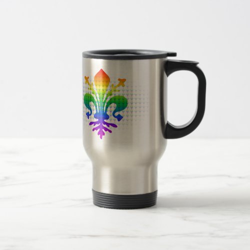 Rainbow Fleur_de_lis Travel Mug