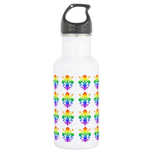 Rainbow Fleur_de_lis Water Bottle