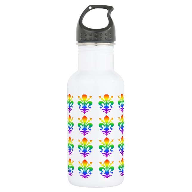 Rainbow Fleur-de-lis Water Bottle (Front)