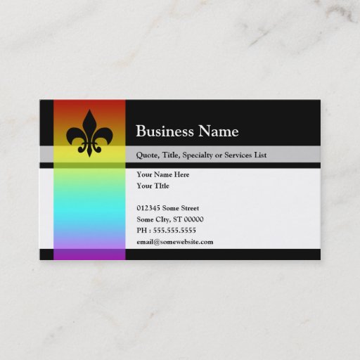 Customizable rainbow fleur de lys business card