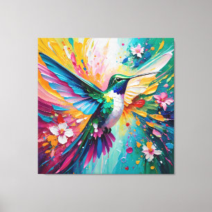 Rainbow Flight: Vibrant Hummingbird Canvas Print