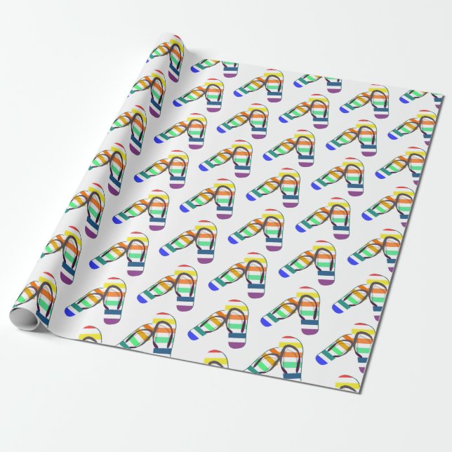 rainbow flip-flops design wrapping paper (Unrolled)