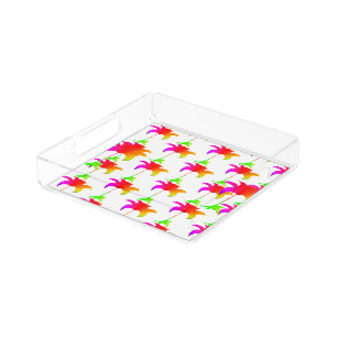 Rainbow Floral  Acrylic Tray