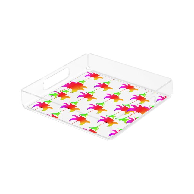 Rainbow Floral  Acrylic Tray (Angled)