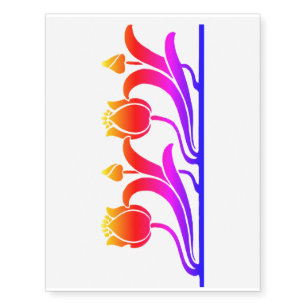 Rainbow floral Art Nouveau design Temporary Tattoos