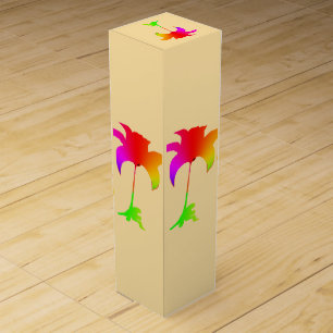 Rainbow Floral Beige Wedding Engagement Party Wine Box