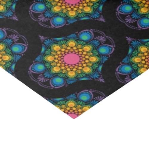 Rainbow Floral Fountain Mandala 1970s Retro Ogee Tissue Paper