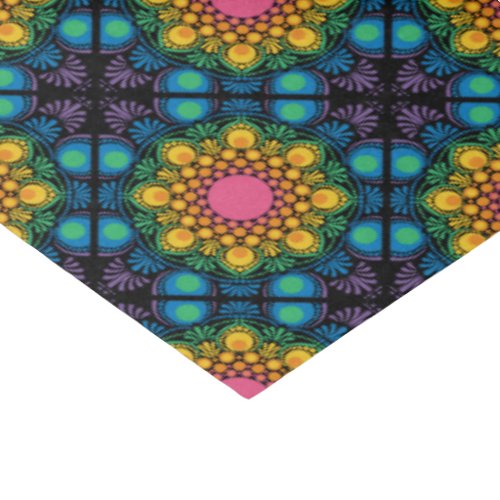 Rainbow Floral Fountain Mandala Diamond Tile Tissue Paper