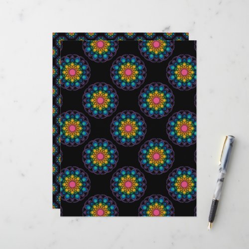 Rainbow Floral Fountain Mandala Polka Dots
