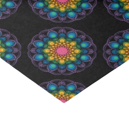 Rainbow Floral Fountain Mandala Polka Dots Tissue Paper