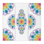 Rainbow Floral Fountain Ornamental Dot Mandala Triptych