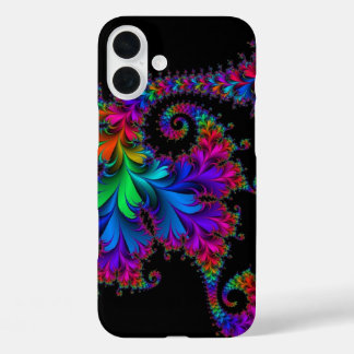 rainbow floral fractal art iPhone 16 plus case