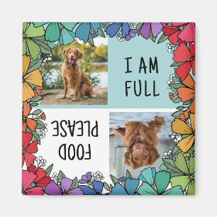Rainbow Floral Frame Dog Fed Photo Magnet