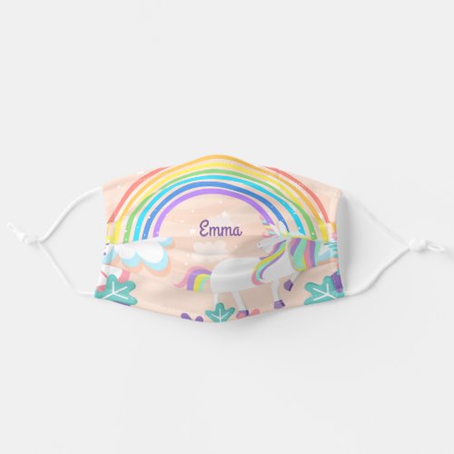 Rainbow Floral Magical Unicorn Personalized Adult Cloth Face Mask