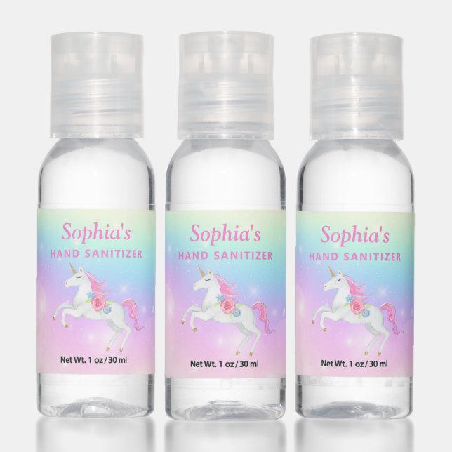 Rainbow Floral Magical Unicorn Personalized Hand Sanitizer (Set)