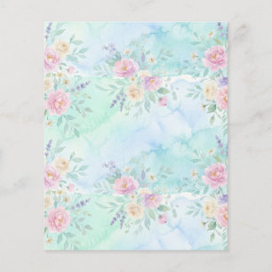 rainbow floral pastel watercolor blue green backgr flyer