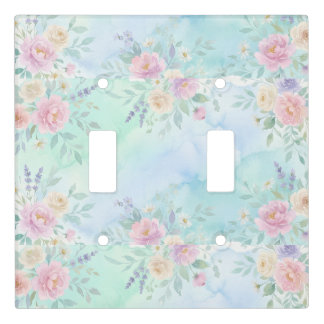 rainbow floral pastel watercolor blue green backgr light switch cover
