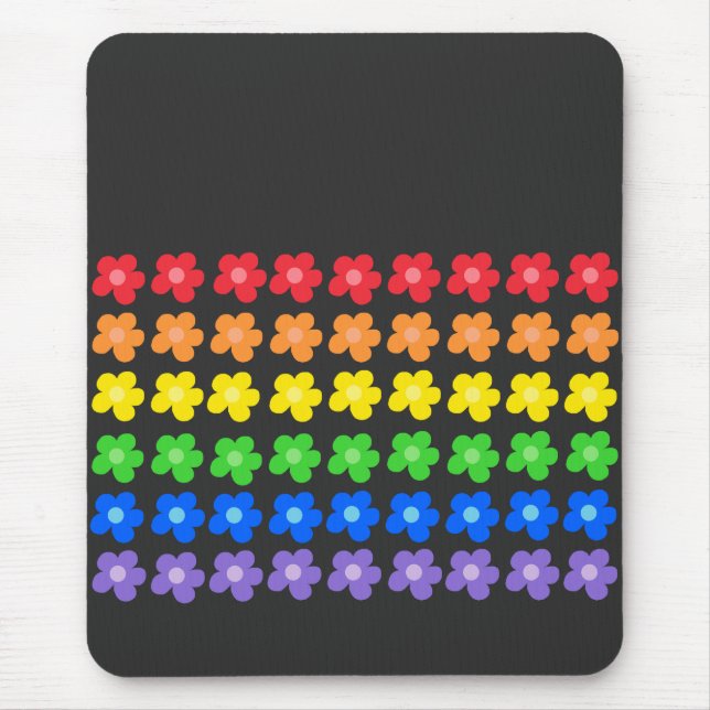Rainbow Floral Pattern  Mouse Pad (Front)