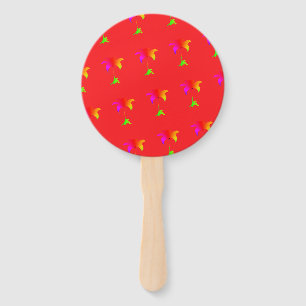 Rainbow Floral Red  Hand Fan