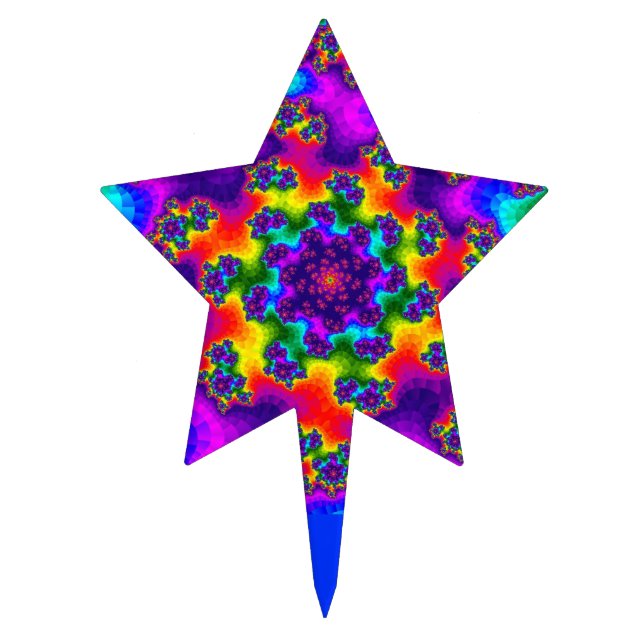 Rainbow Floral Sprinkles Cake Topper (Front)