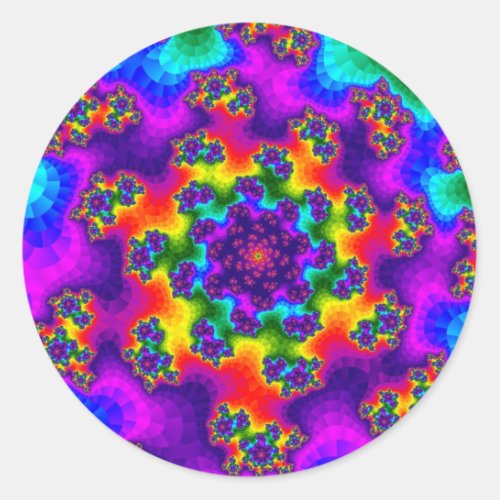 Rainbow Floral Sprinkles Classic Round Sticker