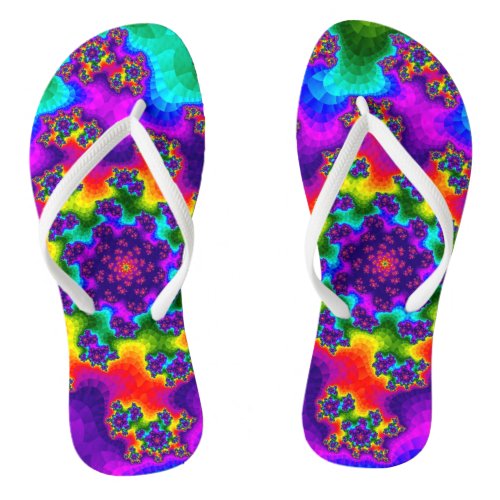 Rainbow Floral Sprinkles Flip Flops