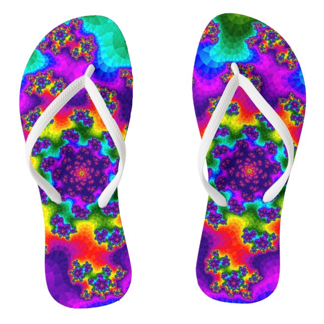 Rainbow Floral Sprinkles Flip Flops (Footbed)