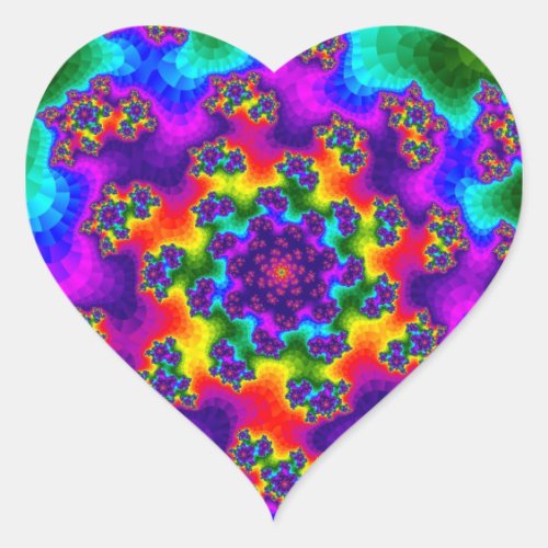 Rainbow Floral Sprinkles Heart Sticker
