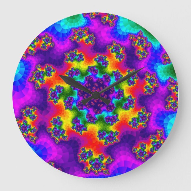 Rainbow Floral Sprinkles Large Clock (Front)