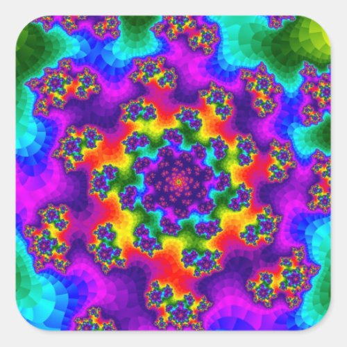 Rainbow Floral Sprinkles Square Sticker