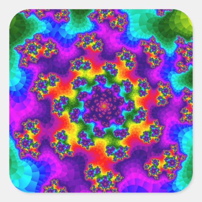 Rainbow Floral Sprinkles Square Sticker (Front)