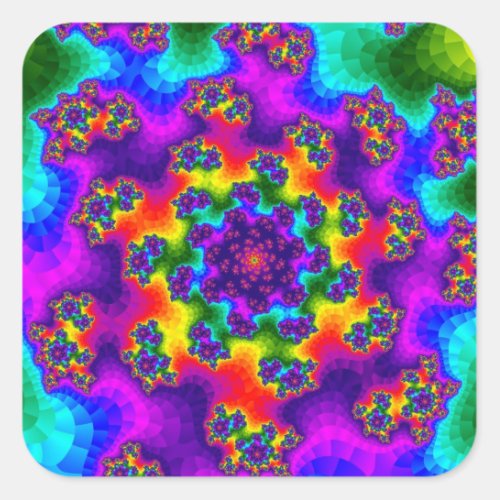 Rainbow Floral Sprinkles Square Sticker