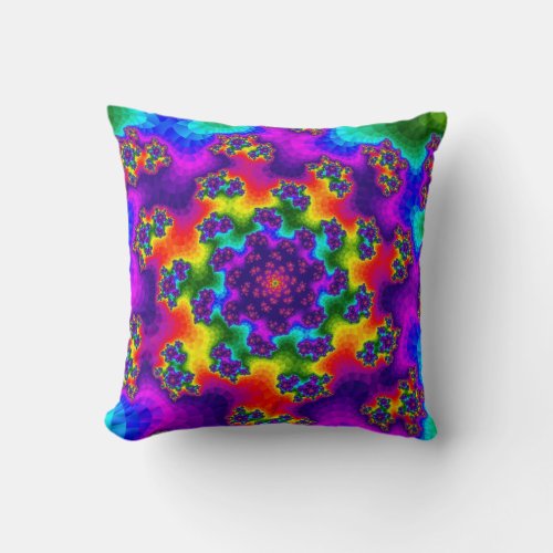 Rainbow Floral Sprinkles Throw Pillow