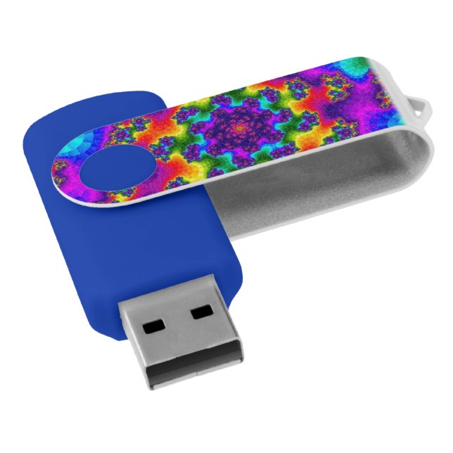 Rainbow Floral Sprinkles USB Flash Drive (Angled)