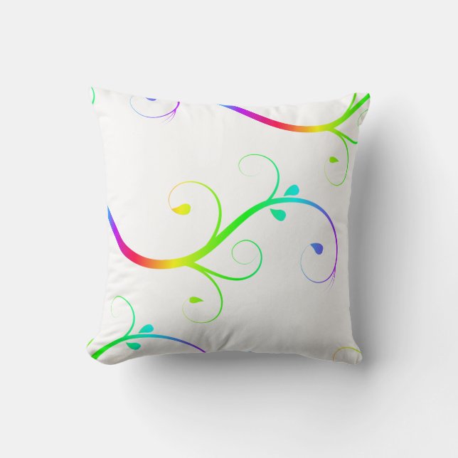 Rainbow Flourish Throw Pillow (Front)