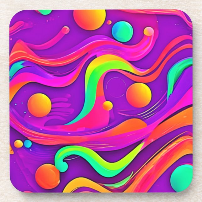 Rainbow Flow: Abstract Fun Beverage Coaster (Front)